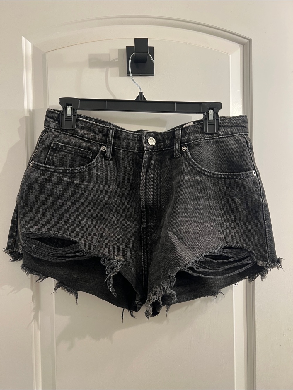 Zara Black Distressed Denim Cutoff Shorts